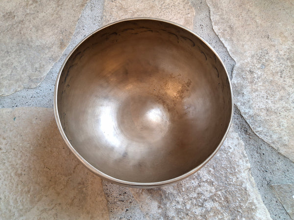 Bowl 841: 6.5" Antique Himalayan Singing Bowl 233 HZ A3+23