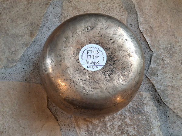 Bowl 854: 6.75" Antique Himalayan Singing Bowl 179 HZ F3+43