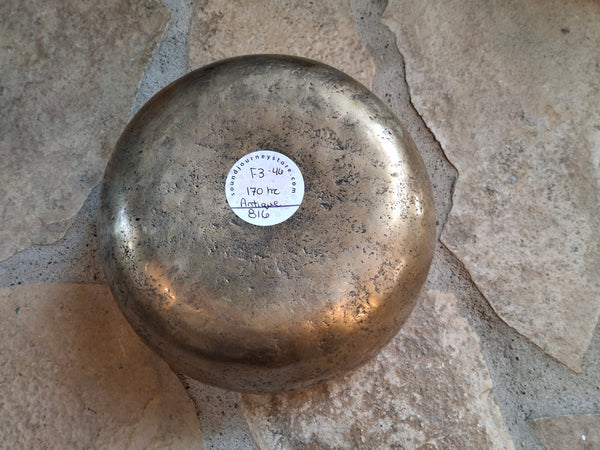 Bowl 816: 7.75" Antique Himalayan Singing Bowl 170 HZ F3-46