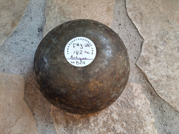 Bowl 824: 5.75" Antique Himalayan Singing Bowl 182 HZ F#3-28