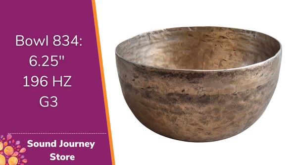 Bowl 834: 6.25" Antique Himalayan Singing Bowl 196 HZ G3