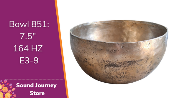 Bowl 851: 7.5" Antique Himalayan Singing Bowl 164 HZ E3-9
