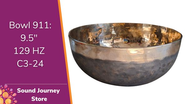 Bowl 911: 9.5" Ultibati Himalayan Singing Bowl 129 HZ C3-24
