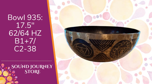 Bowl 935: 17.5" Thangka Art Work Himalayan Singing Bowl 62/64 HZ B1+7/C2-38