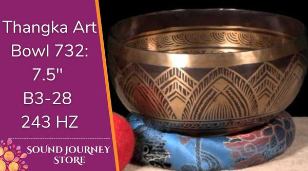 Bowl 732: 7.5" B3-28 New Thanka Art Himalayan Singing Bowl 243 HZ