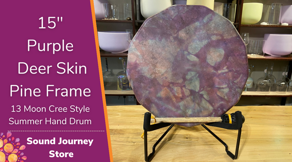 15" Purple Deer Skin Pine Frame 13 Moon Hand Drum