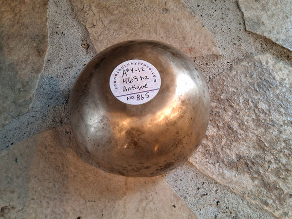 Bowl 865: 5" Antique Discord Himalayan Singing Bowl 463 HZ A#4-12