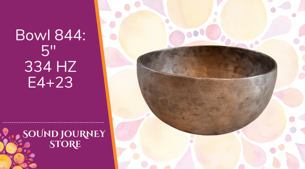 Bowl 844: 5" Antique Himalayan Singing Bowl 334 HZ E4+23