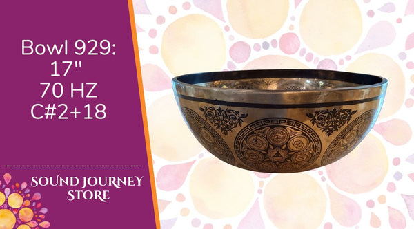 Bowl 929: 17" Thangka Art Work Himalayan Singing Bowl 70 HZ C#2+18