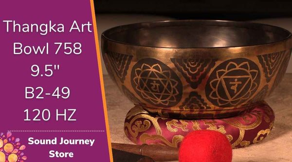 Bowl 758: 9.5" Thangka Art B2-49 New Himalayan Singing Bowl 120 HZ