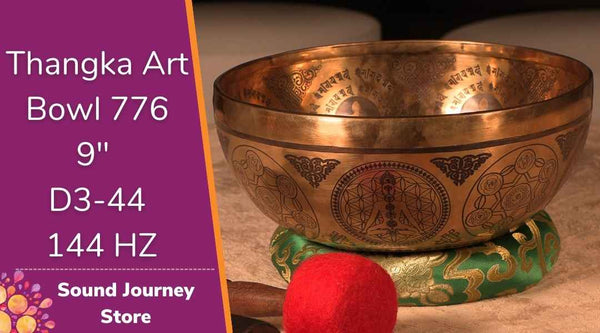 Bowl 776: 9" Thanka Art D3-44 New Himalayan Singing Bowl 144 HZ