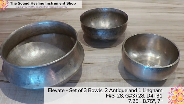 Elevate - Set of 3 Antique Tibetan Himalayan Singing Bowls